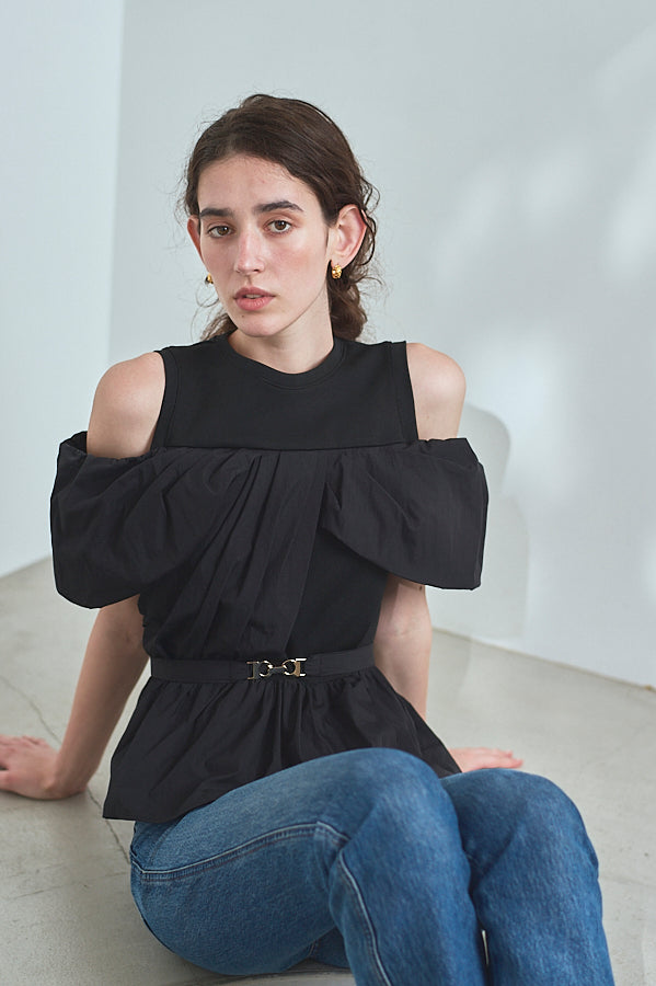 Delina Belted Top<br> -Black-