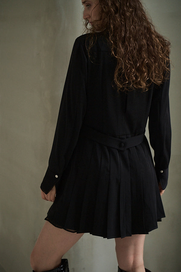 Diora Pleated Dress <br>-Black-