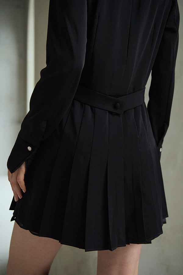 Diora Pleated Dress <br>-Black-