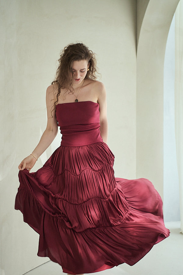 Pre-order<br>Melinda Dress<br>-Burgundy-