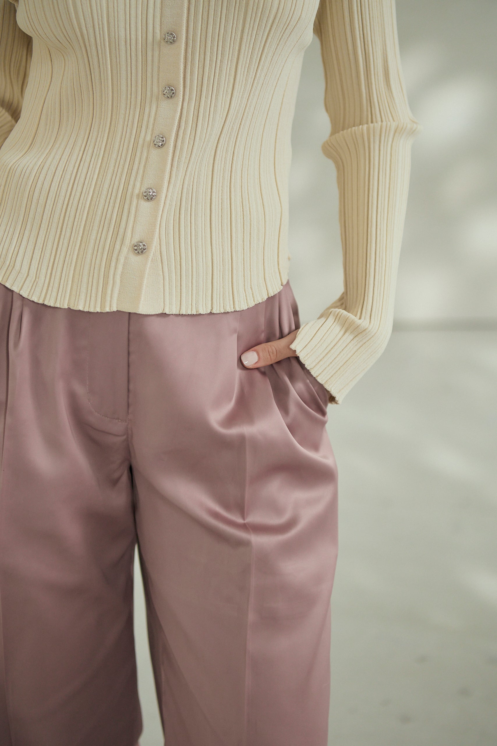Julie Rib Knit Top <br>-Ecru-