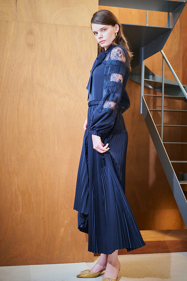 Frances Lace Dress -Navy- – Estella.K