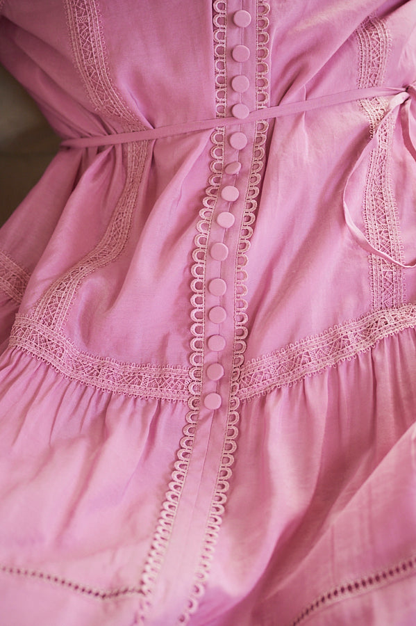 Nora Lace Trim Dress 2 -Pink- – Estella.K