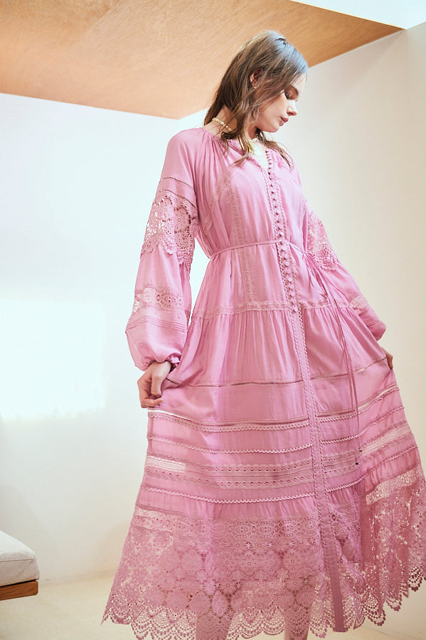 【新品タグ付】Estella.K Nora Lace Trim Dress Nora Lace Trim Dress 2 -Pink- – Estella.K