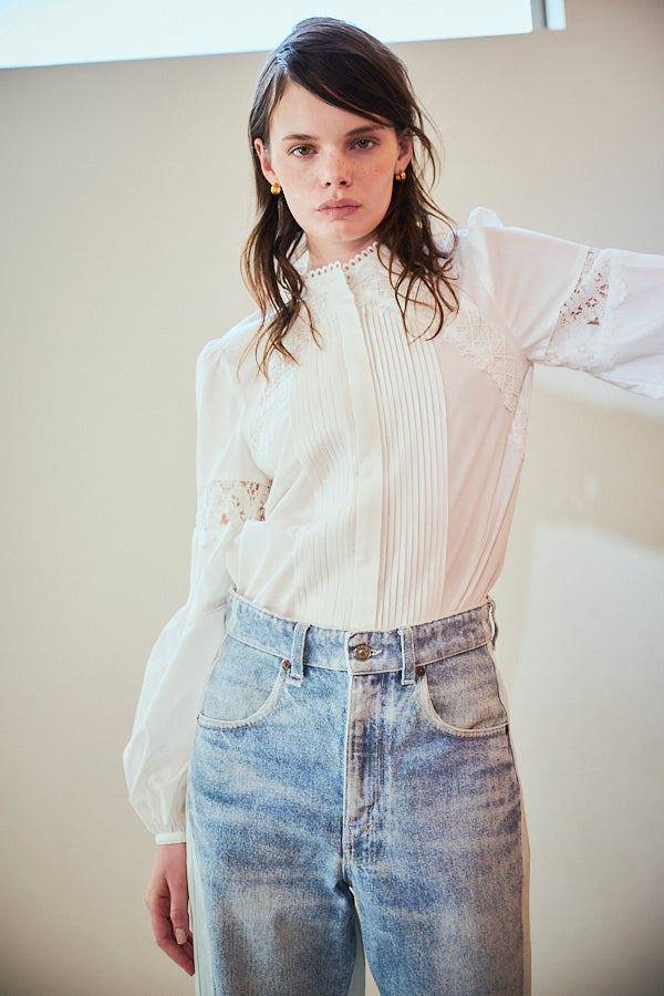 Bibi Lace-trimmed Blouse2 -White- – Estella.K