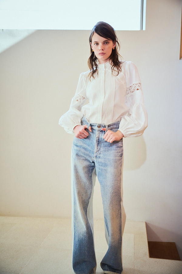 Bibi Lace-trimmed Blouse2 -White- – Estella.K