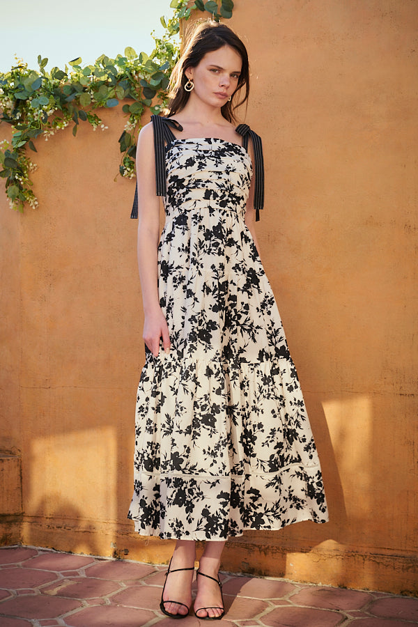Sandra Floral-print long dress 2 -Black.pt- – Estella.K