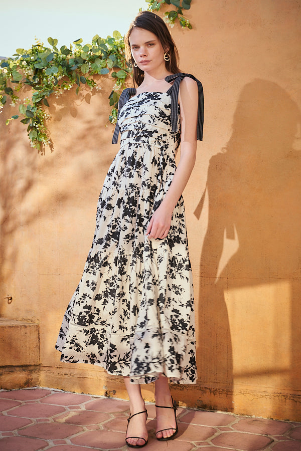 Sandra Floral-print long dress 2 -Black.pt- – Estella.K