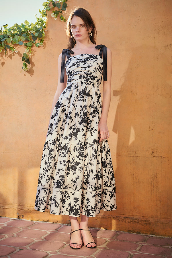 Sandra Floral-print long dress 2 -Black.pt- – Estella.K