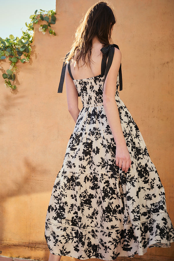 Pre-order Sandra Floral-print long dress 2 -Black.pt- – Estella.K