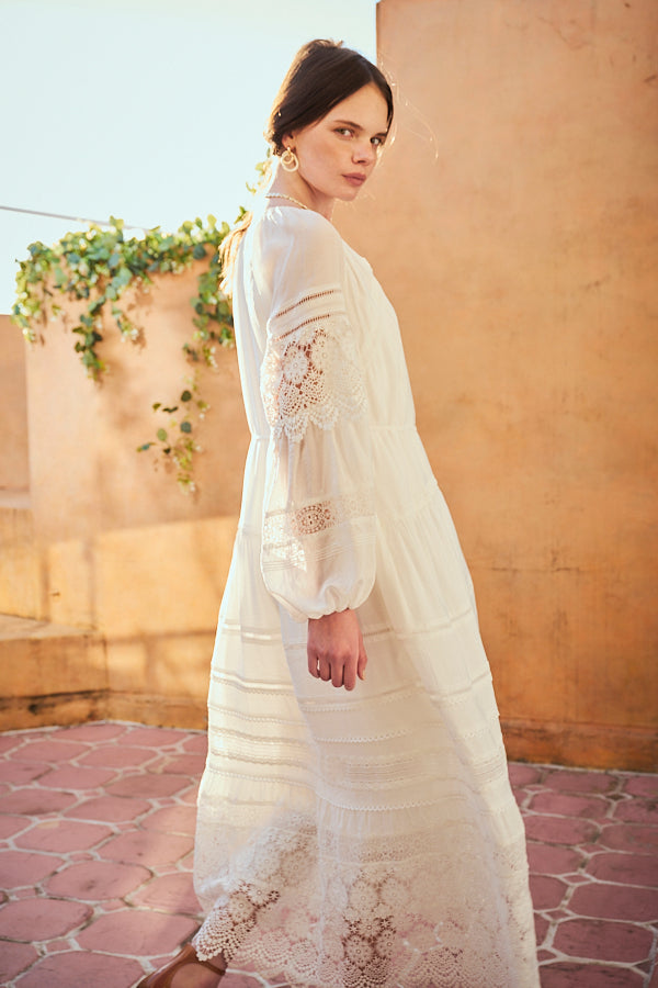 Pre-orderNora Lace Trim Dress 2 -Vintage white- – Estella.K