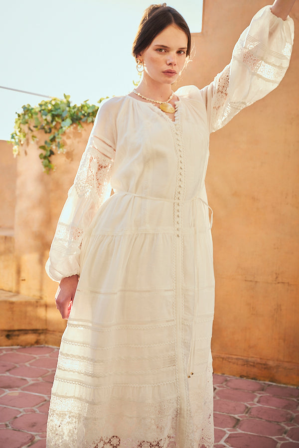 Nora Lace Trim Dress 2 -Vintage white- – Estella.K