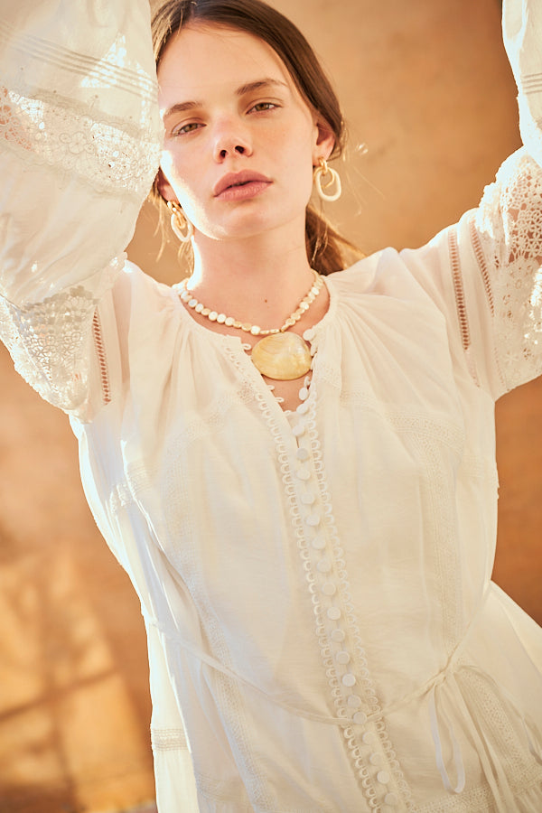 Nora Lace Trim Dress 2 -Vintage white- – Estella.K
