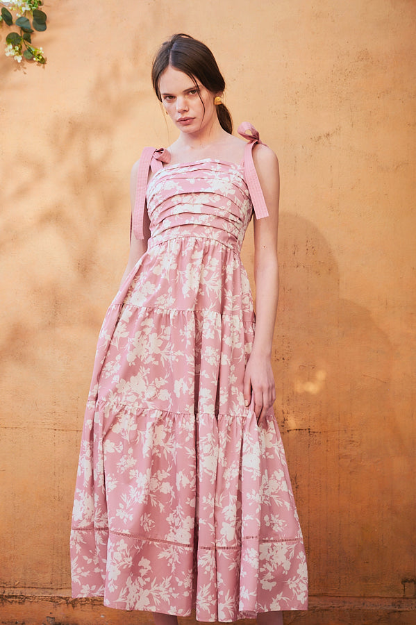 Sandra Floral-print long dress 2 -Pink.pt- – Estella.K