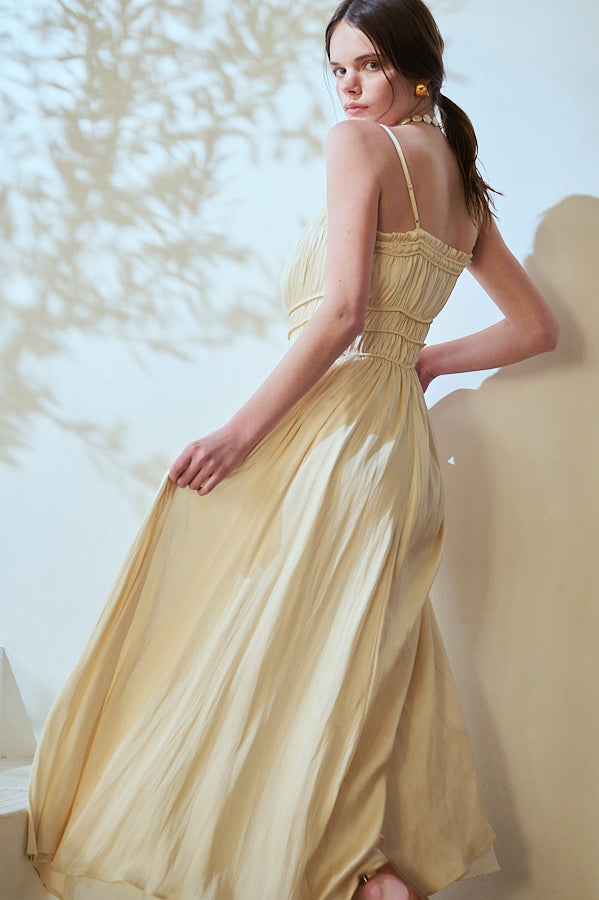 Estella.K Julia Satin Long Dress ベージュ Julia Satin Long Dress -Ivory- – Estella.K