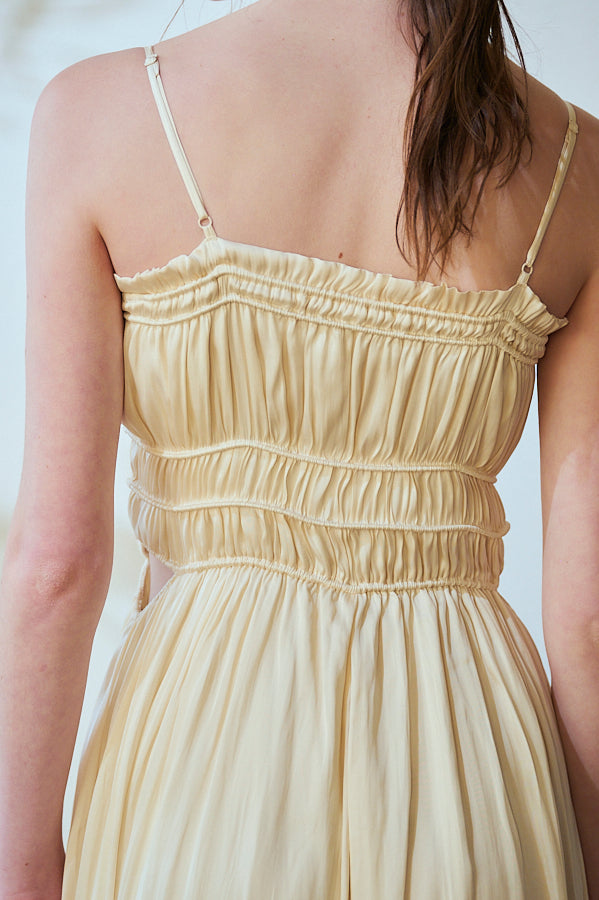 Julia Satin Long Dress -Ivory- – Estella.K