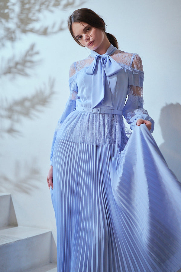 Pre-order Frances Lace Dress -Sax- – Estella.K