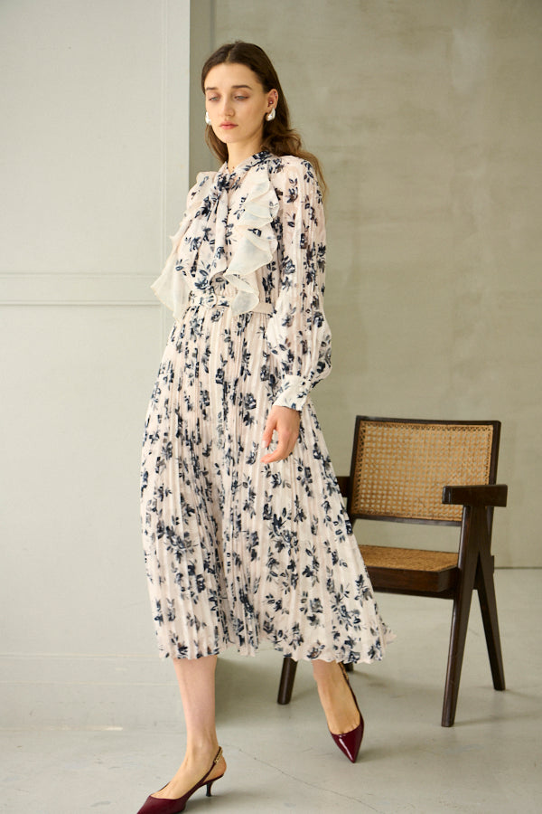 Aurelia Flower Pleated Dress <br>-IVO-