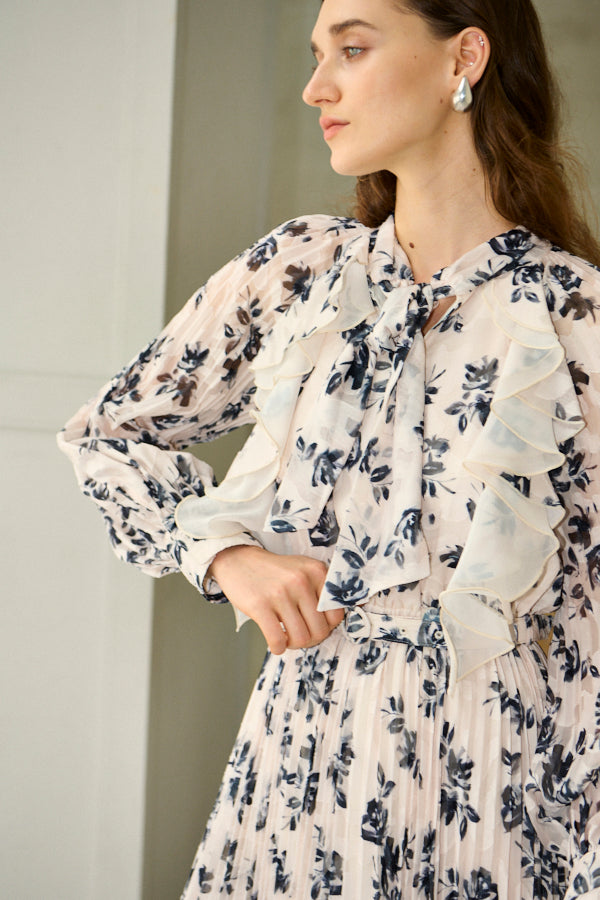 Aurelia Flower Pleated Dress <br>-IVO-