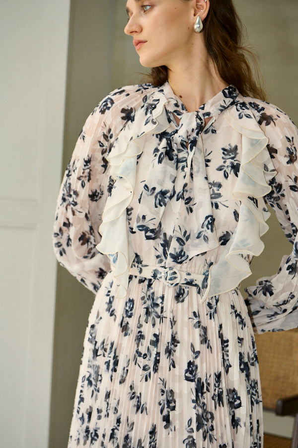Aurelia Flower Pleated Dress <br>-IVO-