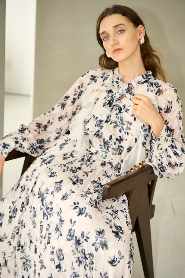 Aurelia Flower Pleated Dress <br>-IVO-