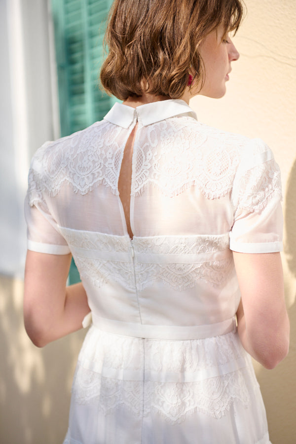 Rebecca Border Lace Dress -White- – Estella.K