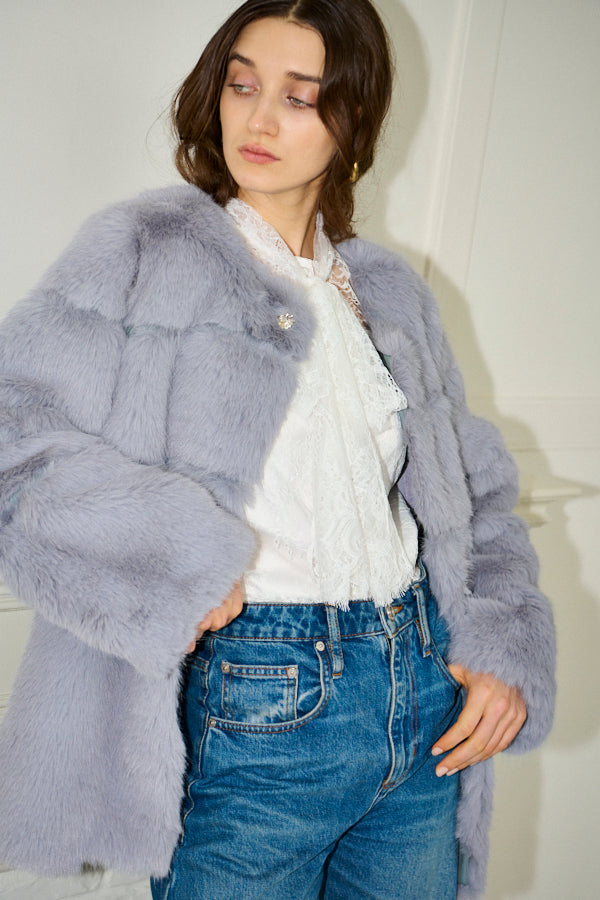 Pre-order<br>Coco Faux Fur Coat <br>-Blue.gry-
