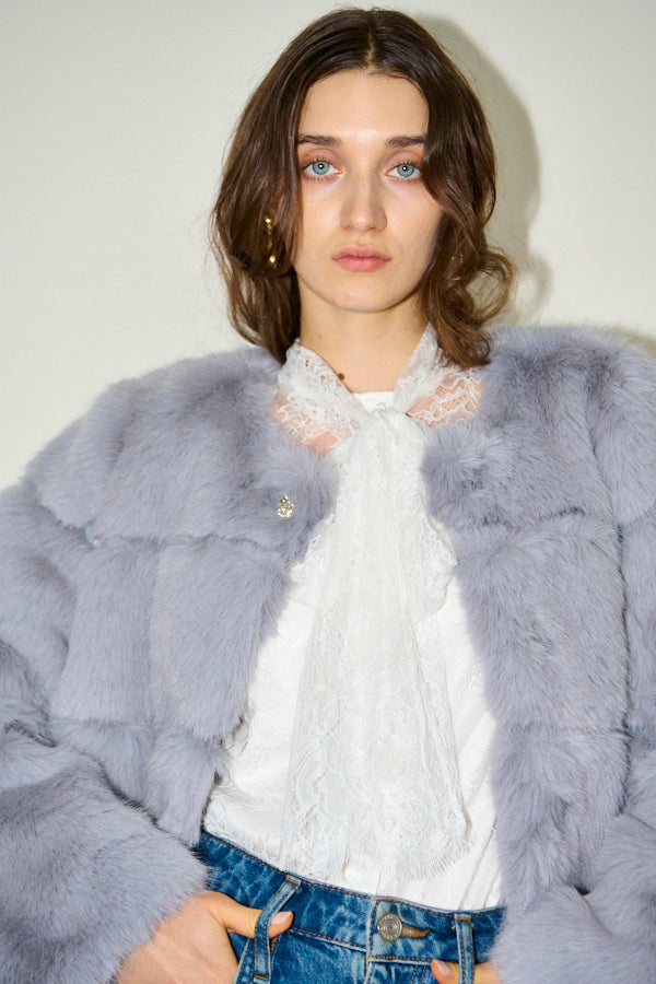 Pre-order<br>Coco Faux Fur Coat <br>-Blue.gry-