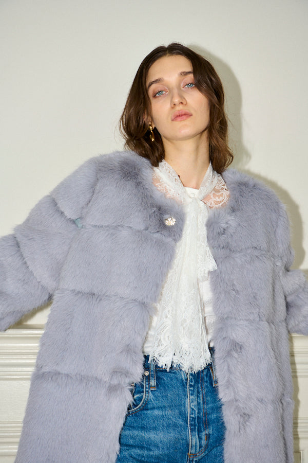 Pre-order<br>Coco Faux Fur Coat <br>-Blue.gry-