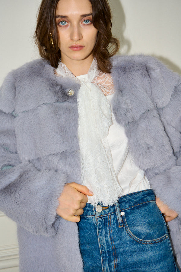 Pre-order<br>Coco Faux Fur Coat <br>-Blue.gry-