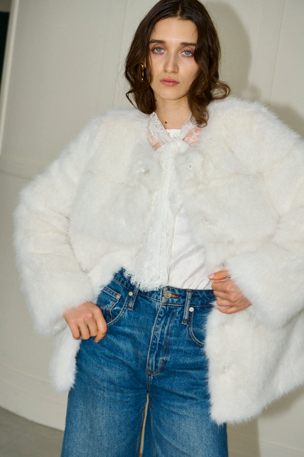 Pre-order<br>Coco Faux Fur Coat <br>-Off white-