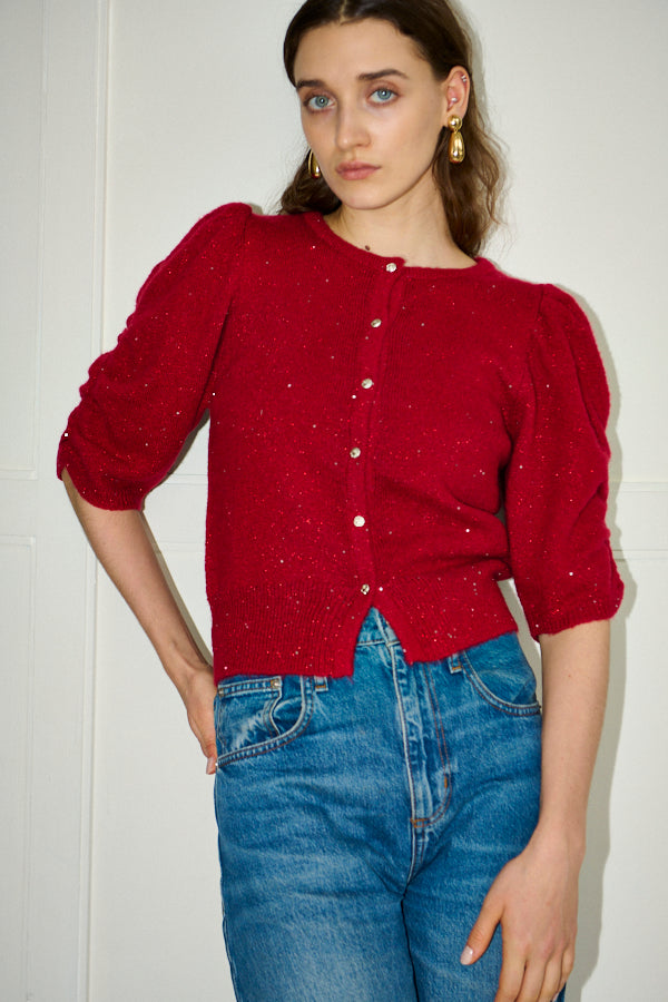 Mira Knit Cardigan <br>-RED-