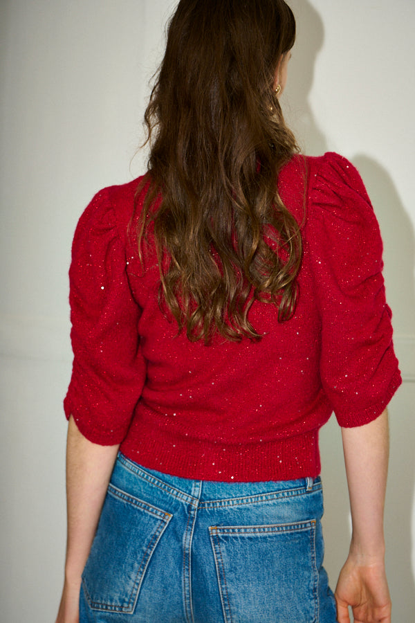 Mira Knit Cardigan <br>-RED-