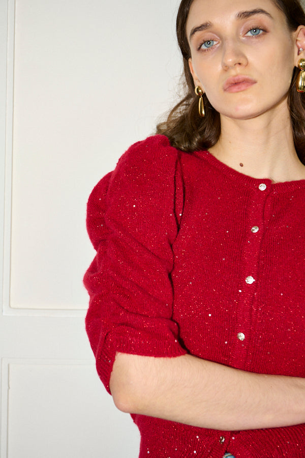 Mira Knit Cardigan <br>-RED-