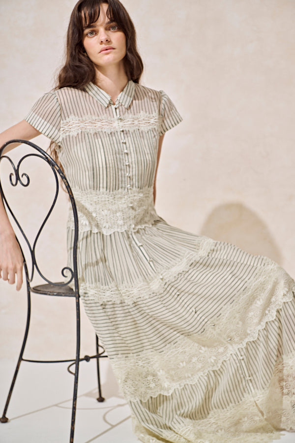 エステラケー　コードレースタックドレス Tuscany Lace Dress -Stripe- – Estella.K
