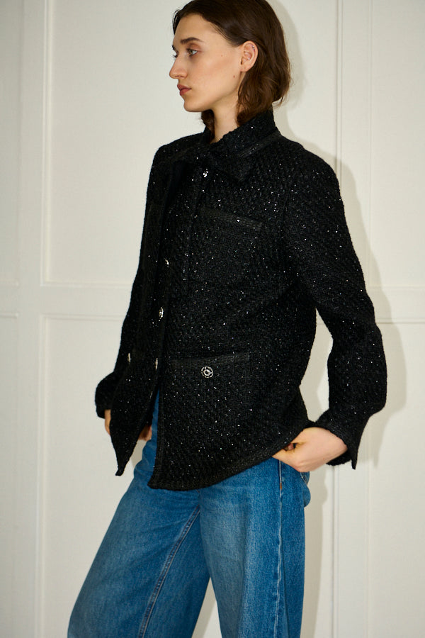 Pre-order<br>  Ivanna Tweed Bow Jacket <br>-Black-