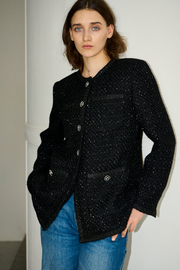 Pre-order<br>  Ivanna Tweed Bow Jacket <br>-Black-