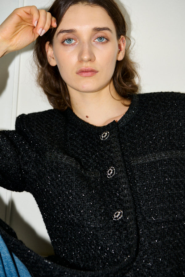Pre-order<br>  Ivanna Tweed Bow Jacket <br>-Black-