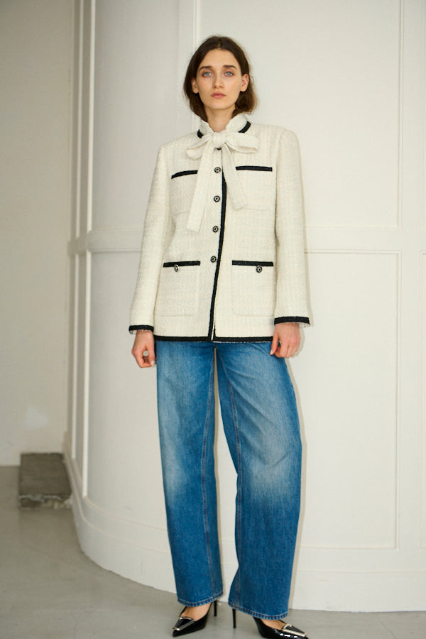 Pre-order<br> Ivanna Tweed Bow Jacket <br>-Off white-