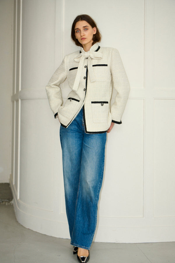 Pre-order<br> Ivanna Tweed Bow Jacket <br>-Off white-