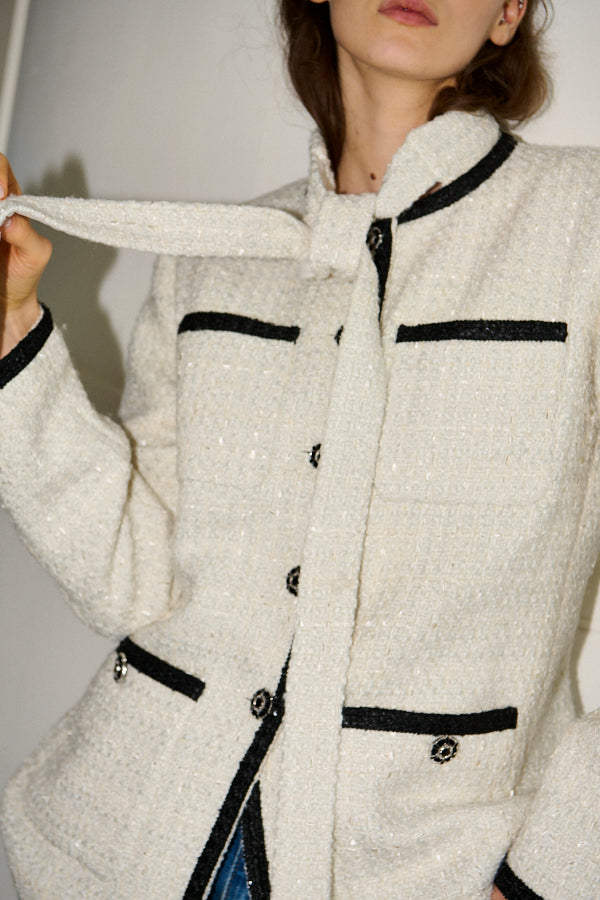 Pre-order<br> Ivanna Tweed Bow Jacket <br>-Off white-