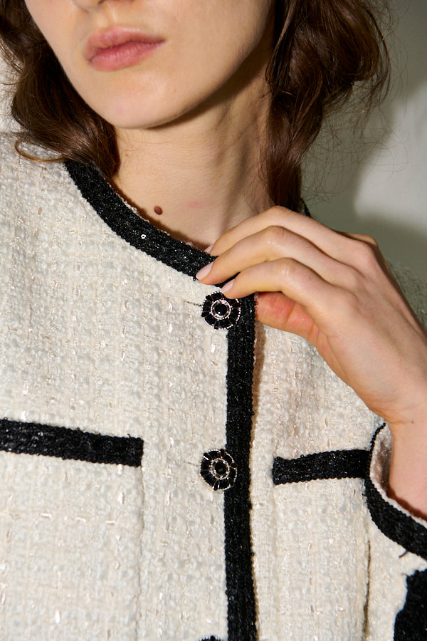 Pre-order<br> Ivanna Tweed Bow Jacket <br>-Off white-