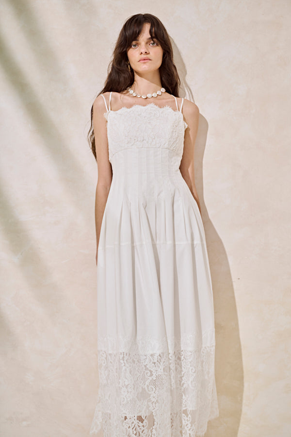 エステラケー　コードレースタックドレス Sicilia Lace Dress-White- – Estella.K