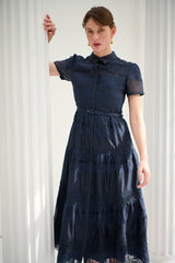 Rebecca Border Lace Dress -Navy- – Estella.K