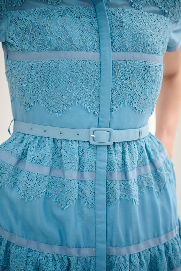Rebecca Border Lace Dress -Blue- – Estella.K