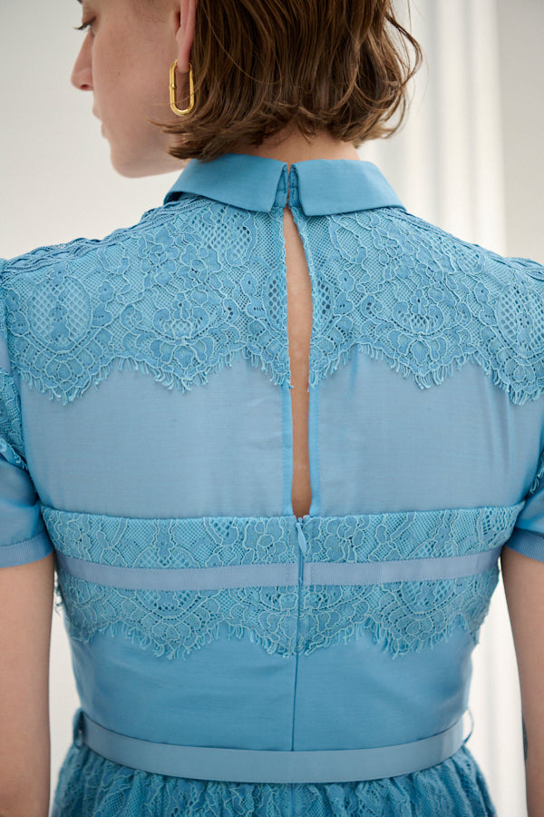 Rebecca Border Lace Dress -Blue- – Estella.K