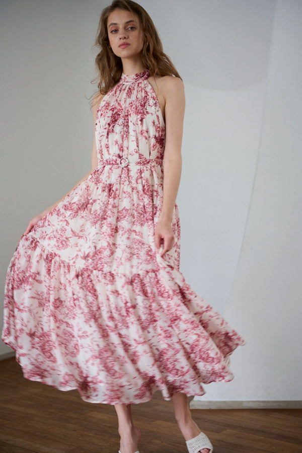 完売品 Positano Belted long Dress ピンク Positano Belted long Dress 2 -D.red- – Estella.K