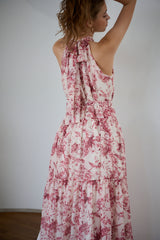 Positano Belted long Dress 2 -D.red- – Estella.K