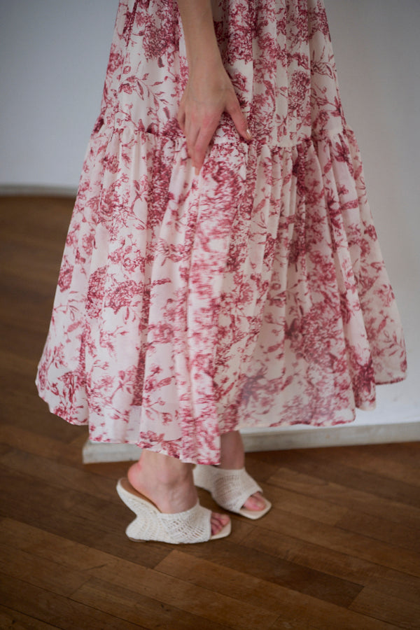 Positano Belted long Dress 2 -D.red- – Estella.K