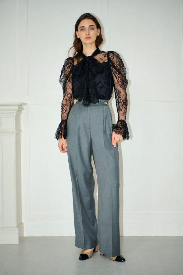 Pre-order<br>Cassia Lace Bow Blouce <br>-Black-